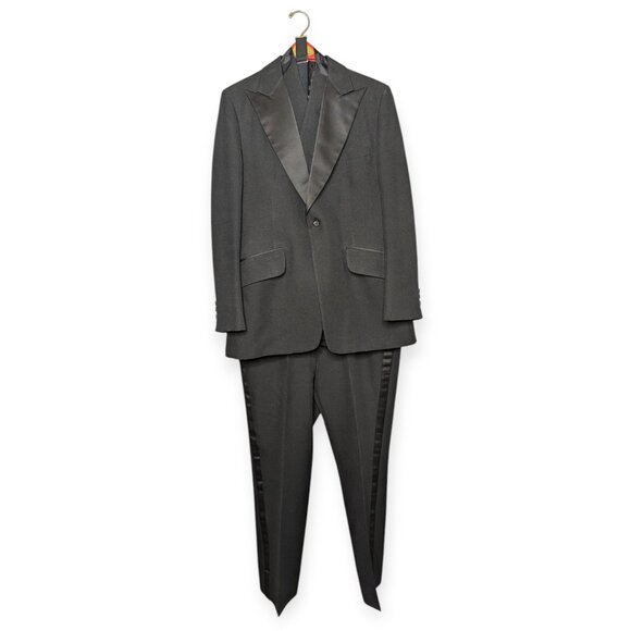 Vintage Hampshire by Palm Beach Formals Black Men's 4 Piece Tuxedo Set Size 43R - Picture 1 of 16